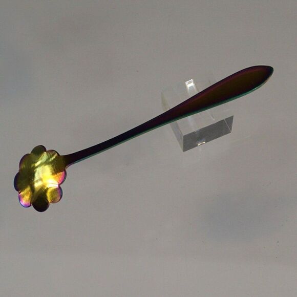 Flower Spoon Set Rainbow Color Stainless Steel Tableware Creative Coffee Spoons - Picture 8 of 10